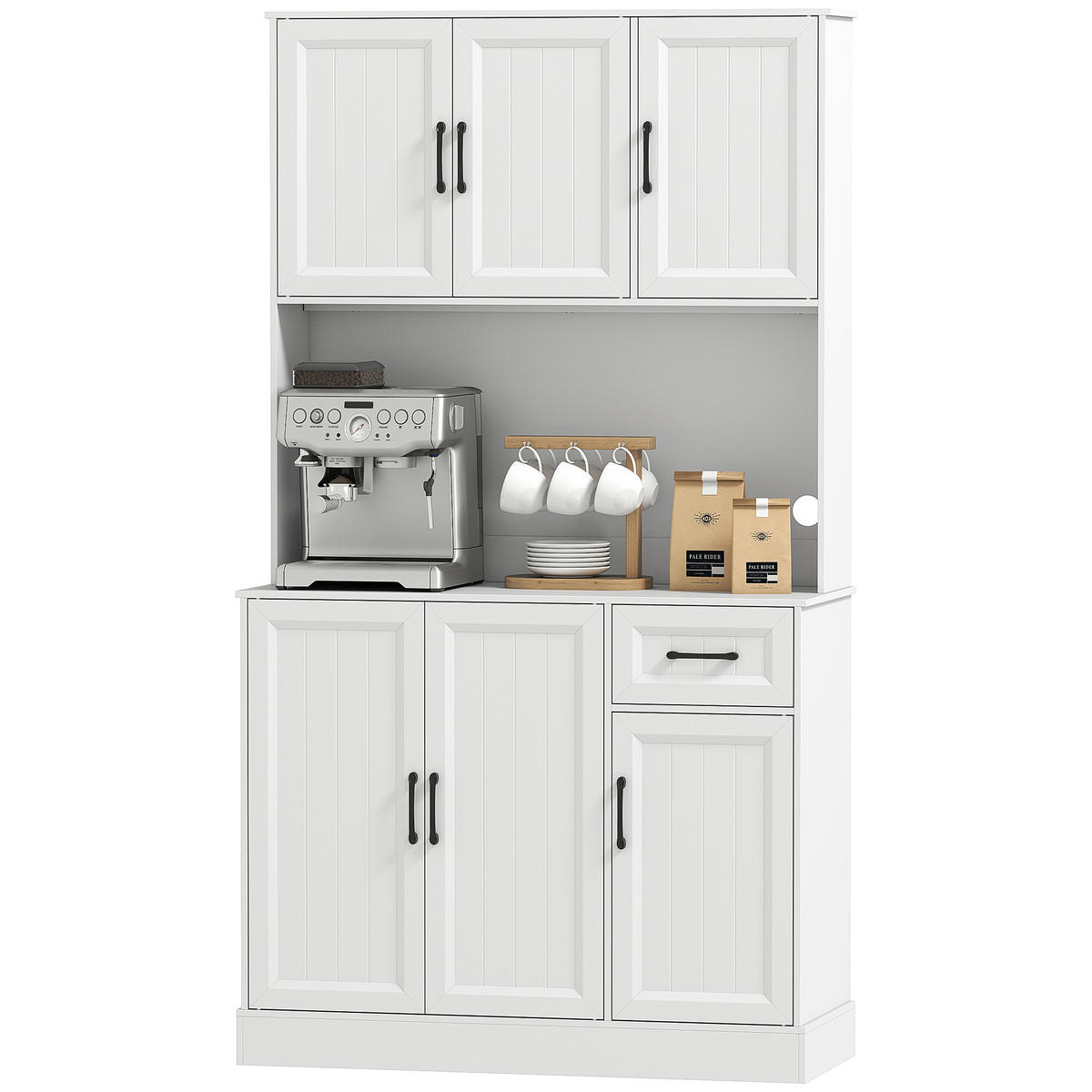 BUFFET DE-08694 180 cm mit Arbeitsfläche & Kabelloch Weiß - Weiß, Holzwerkstoff (39.5/180.5/100cm) - ComfortXL