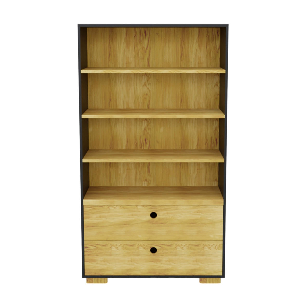 HOLZBÜCHERREGAL mit Schubladen und Regalböden für das Wohnzimmer CARLA - Eichefarben, Holz (100/180/45cm) - Rawood Furniture