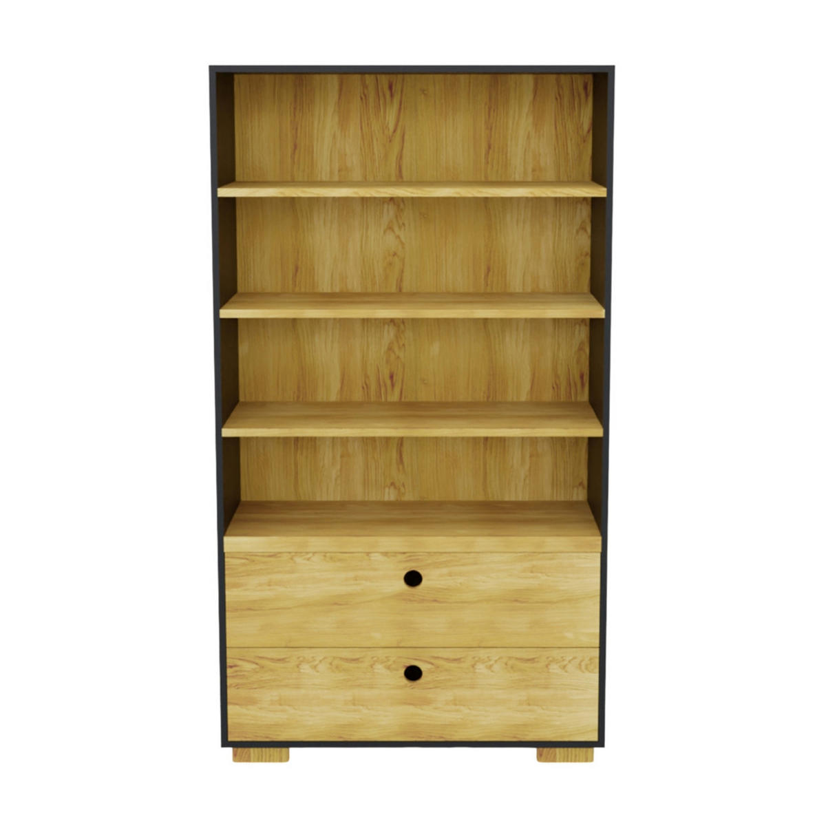 HOLZBÜCHERREGAL mit Schubladen und Regalböden für das Wohnzimmer CARLA - Eichefarben, Holz (100/180/45cm) - Rawood Furniture