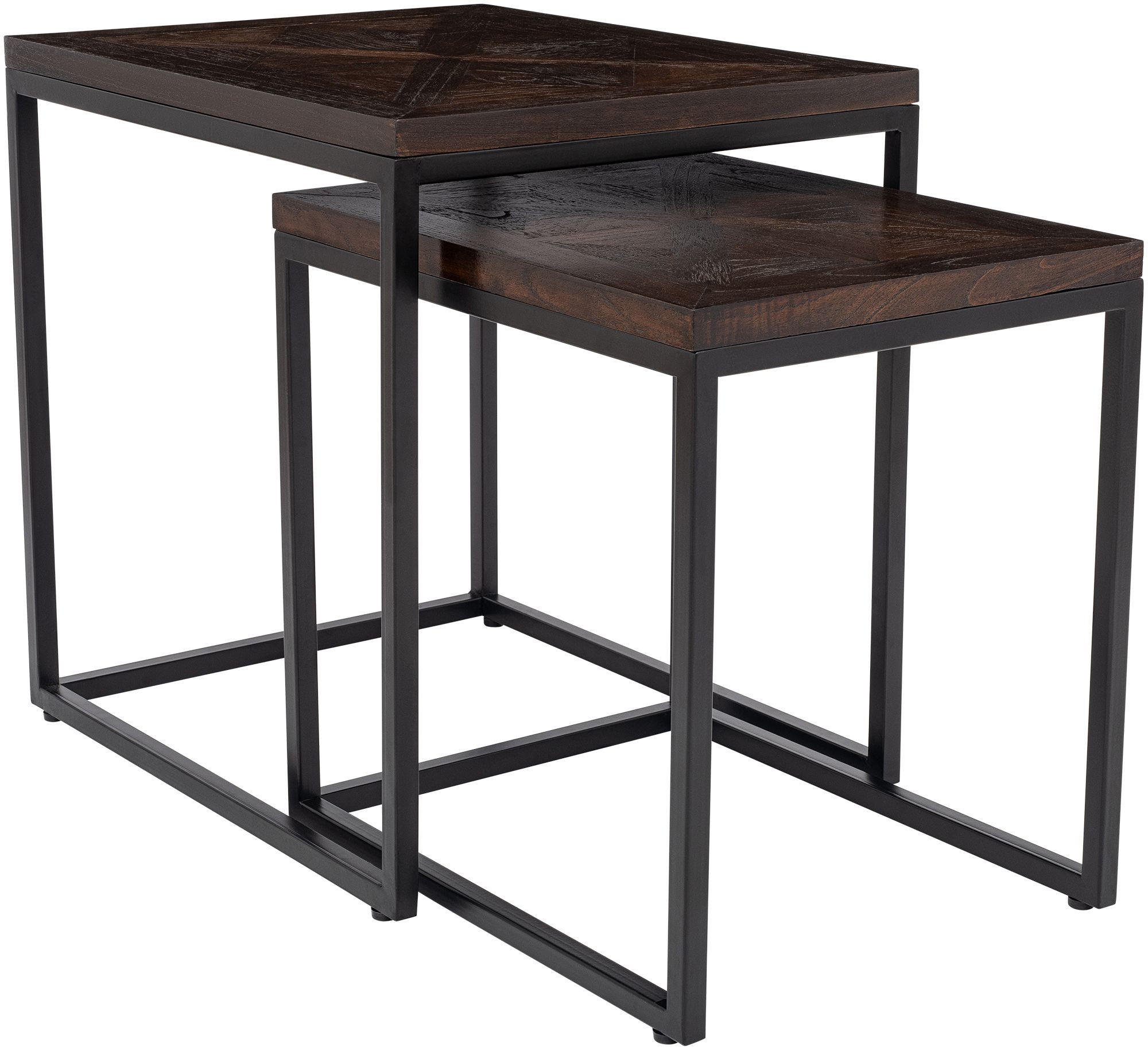 BEISTELLTISCH 2 Holz Braun - Schwarz/Braun, Holz/Metall (38/48/47cm) - CLP