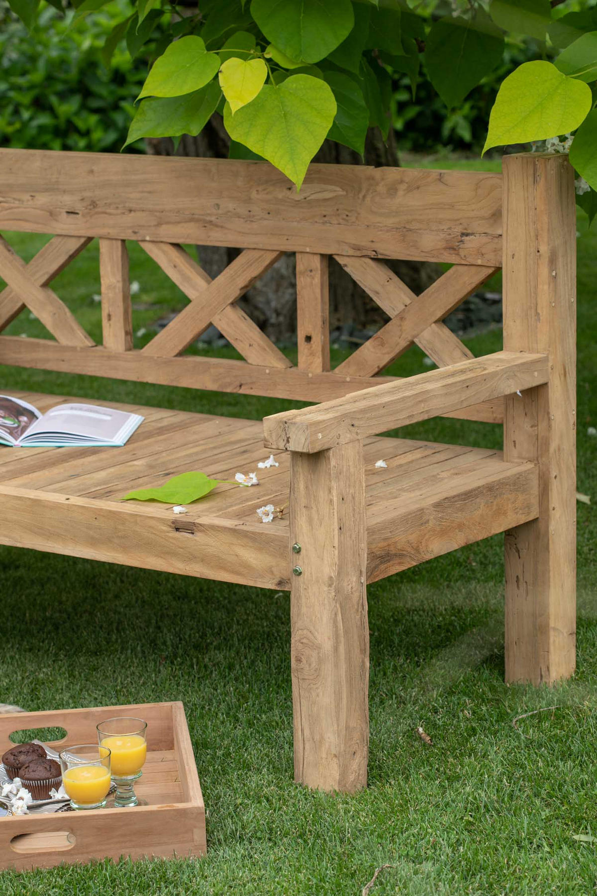 GARTENBANK Rustique - Naturfarben, Holz (160/99/73cm) - Mr. Deko