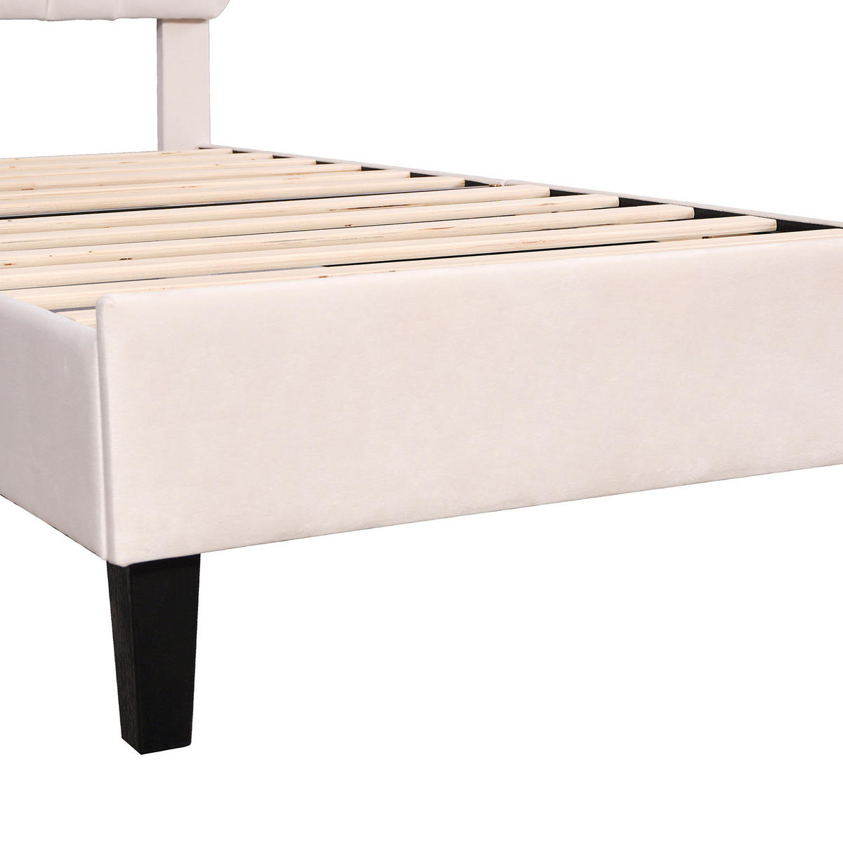 POLSTERBETT mit Blumen-Kopfteil 90x200 cm Samt Beige - Beige, Holzwerkstoff (90/200cm) - Beauniv