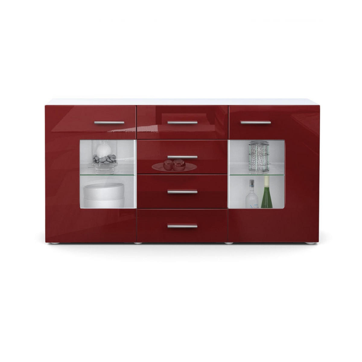 SIDEBOARD Noah Bordeaux Hochglanz - Bordeaux, Holzwerkstoff (139/72/35cm) - Vladon