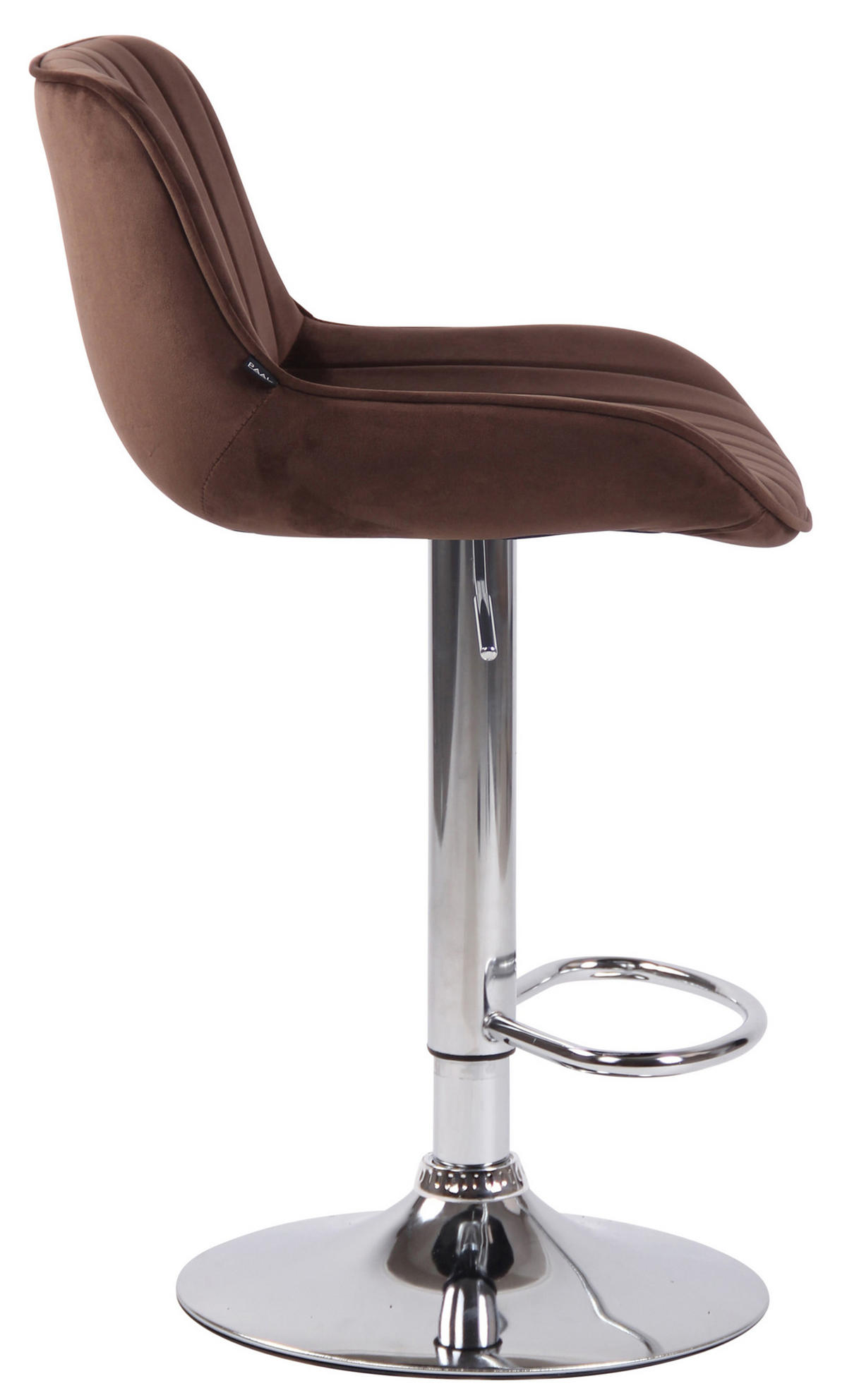 BARHOCKER Lento, Gestell Metall in Chromoptik, Samt Braun - Chromfarben/Braun, Textil/Metall (50/100/50cm) - TPFLiving