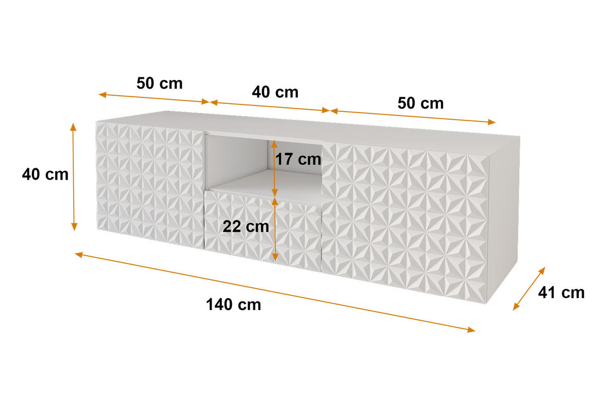 LOWBOARD VIRA-W 140x40x41 cm - Weiß - Weiß, Holzwerkstoff (140/40/41cm) - ALTDECOR