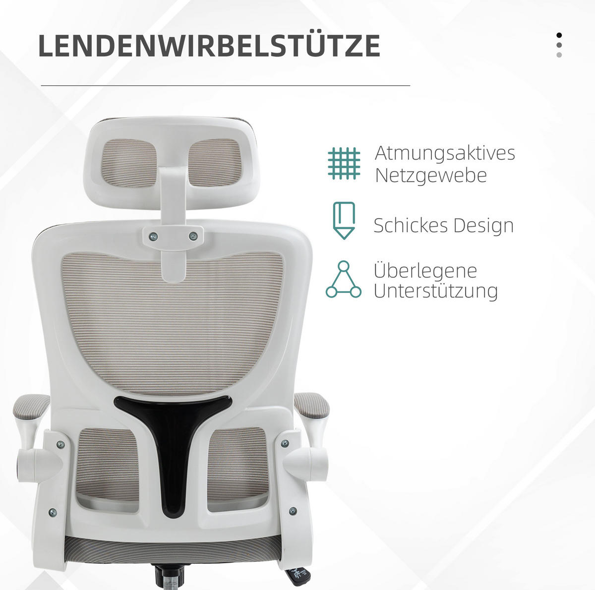 BÜROSTUHL ergonomisch höhenverstellbar Mesh Gray - Grau, Kunststoff (59/122/60cm) - Meubliv