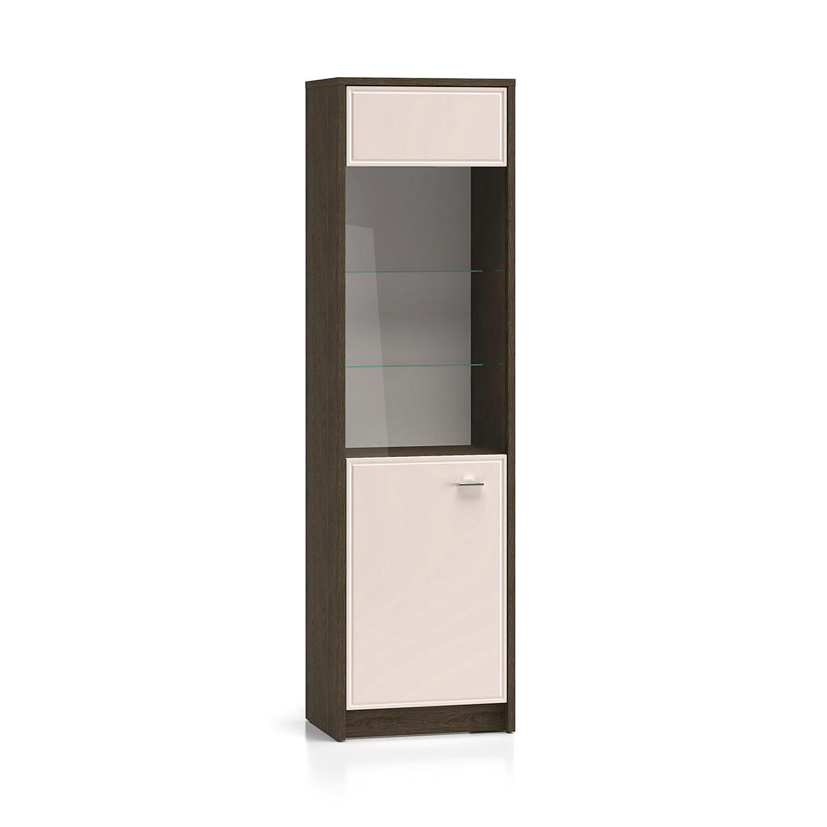 VITRINE Kaius Kaschmir und Dunkles Holz - Beige, Holzwerkstoff (54.6/194.7/40cm) - Petits-meubles