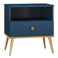 NACHTKONSOLE Marine dunkelblau / gold 50 / 34 / 54cm - Blau/Dunkelblau, Holz/Holzwerkstoff (50/54/34cm) - Feldmann-Wohnen