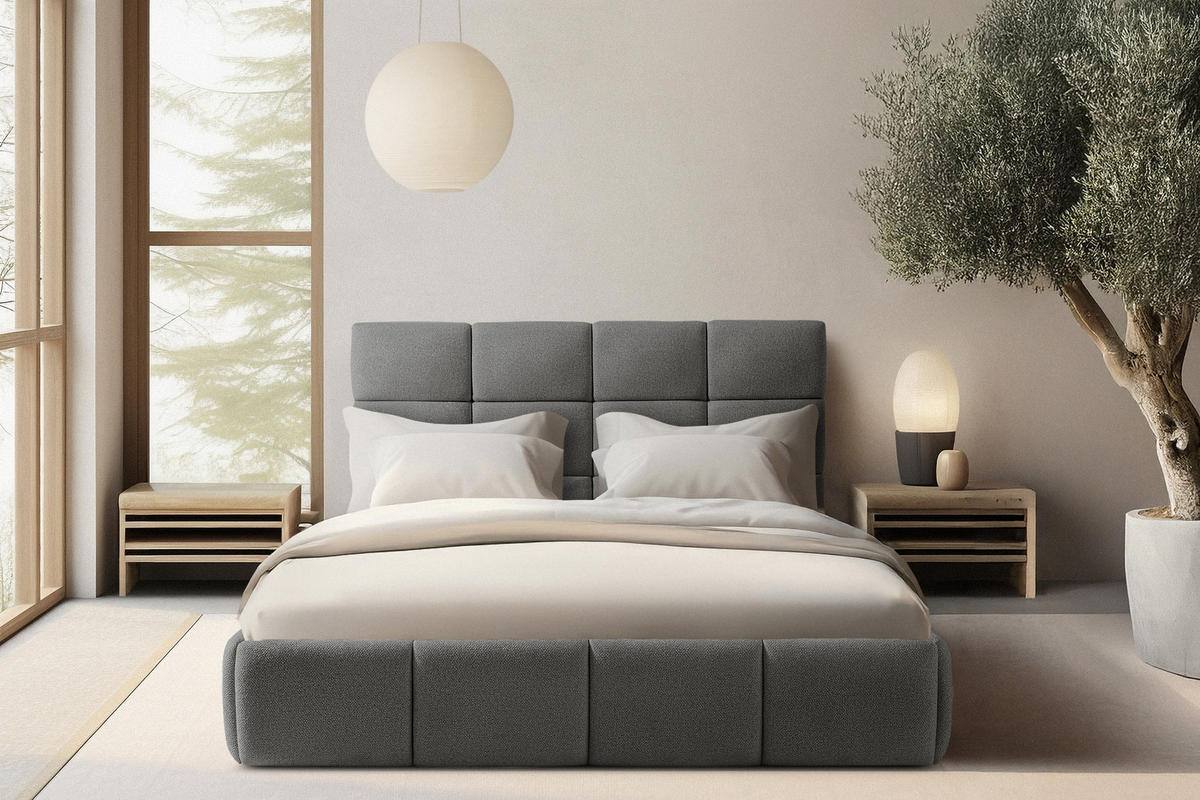 POLSTERBETT ALTOS Bouclé, dunkelgrau - Dunkelgrau, Holz/Holzwerkstoff (140/200cm) - KONSIMO®