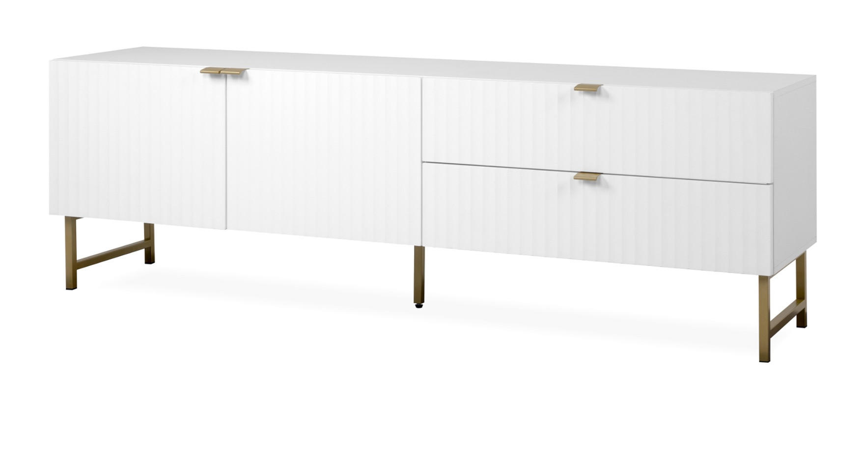 TV-LOWBOARD weiß, Gold 179 cm, TV Unterteil mit Soft-Close und 3D Struktur - Goldfarben/Weiß, Holzwerkstoff/Metall (179/60.5/41cm) - Furn.Design