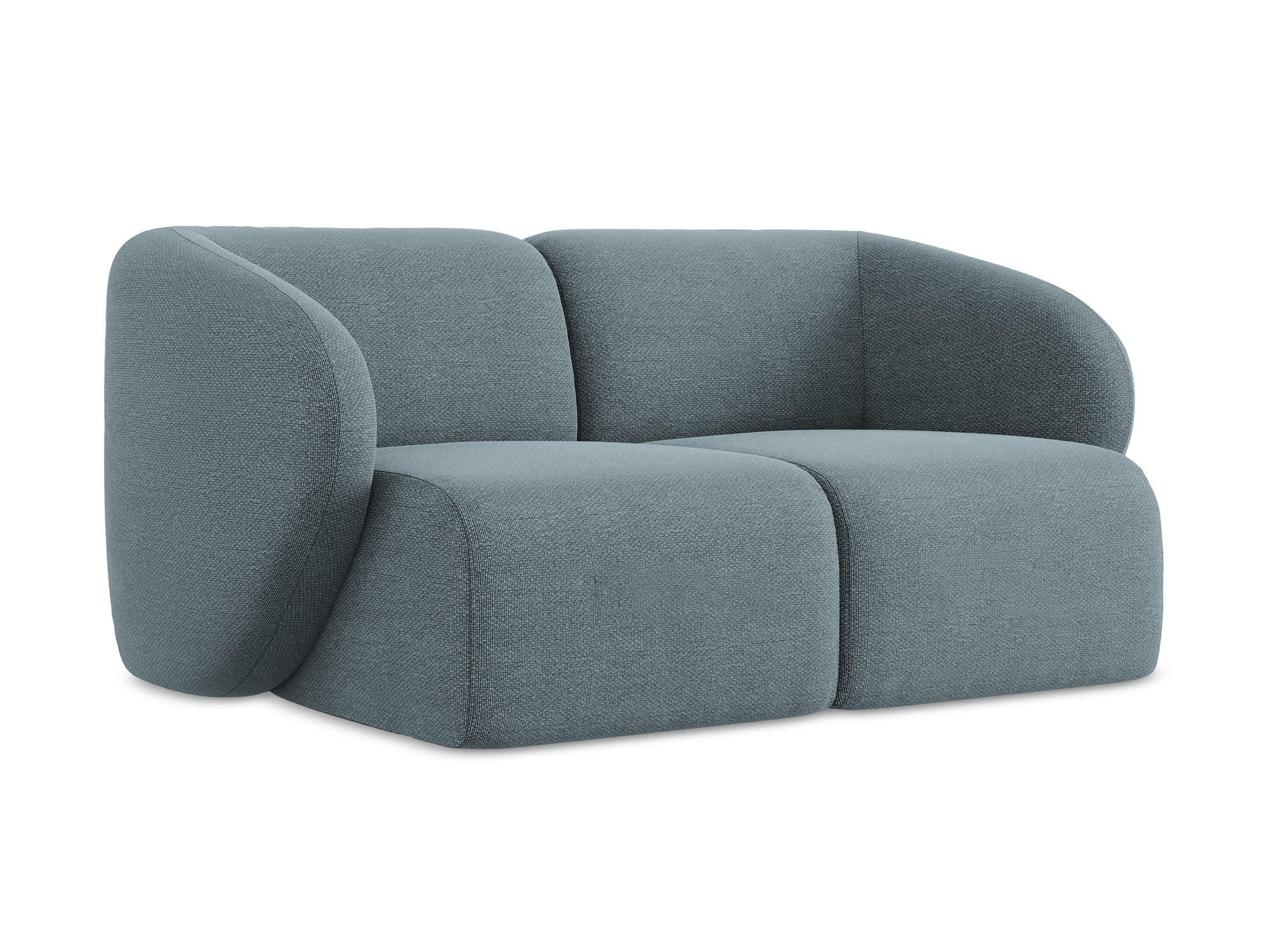 2-SITZER-SOFA Bouclé Stoff Blau - Blaugrau/Schwarz, Holzwerkstoff/Kunststoff (174/75/94cm) - Makamii