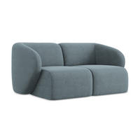 2-SITZER-SOFA Bouclé Stoff Blau - Blaugrau/Schwarz, Holzwerkstoff/Kunststoff (174/75/94cm) - Makamii