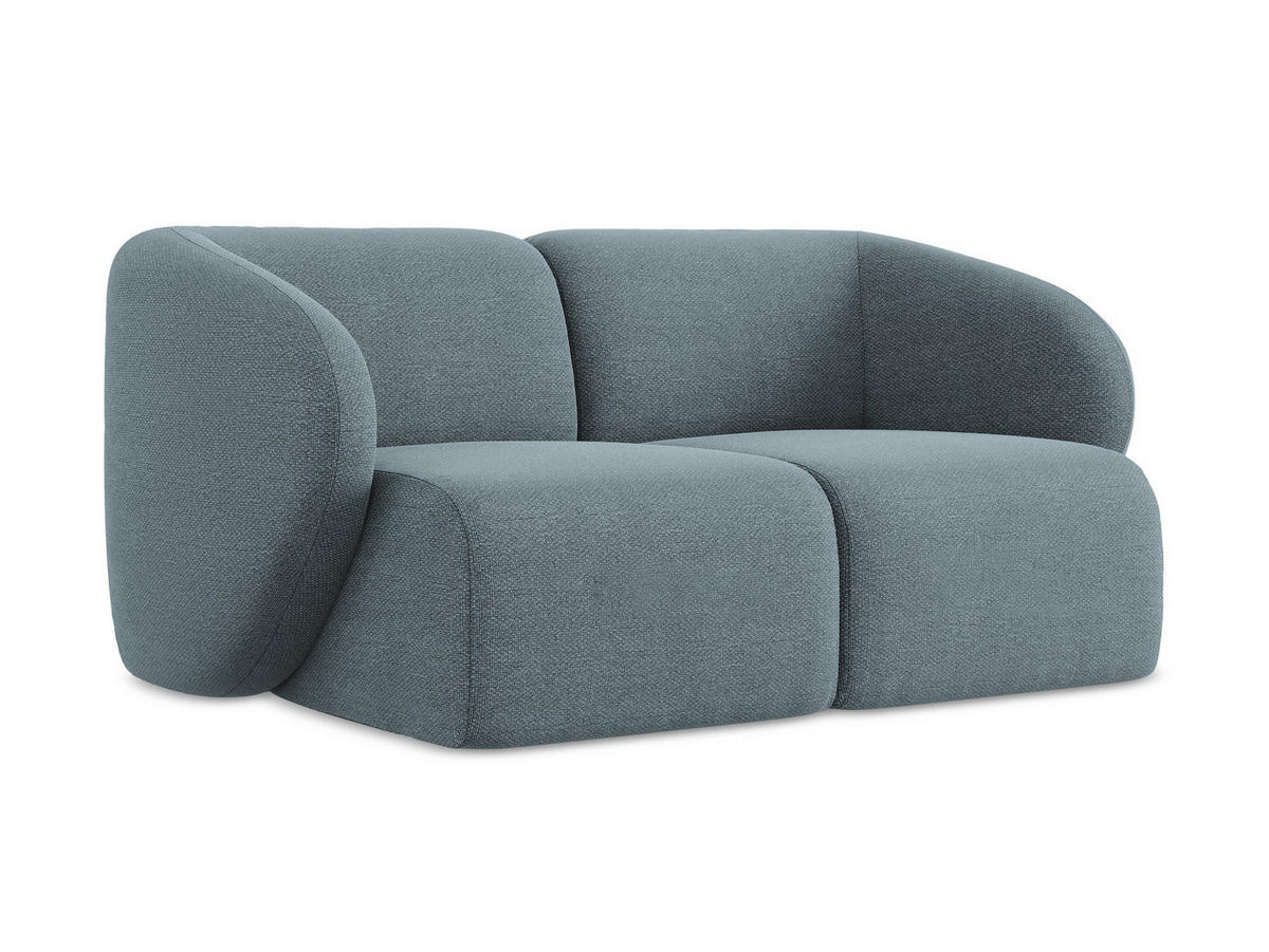 2-SITZER-SOFA Bouclé Stoff Blau - Blaugrau/Schwarz, Holzwerkstoff/Kunststoff (174/75/94cm) - Makamii