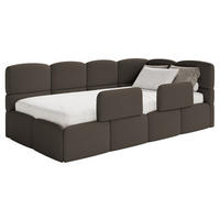 JUGENDBETT Cloudy rechts mit Rausfallschutz Bouclé Braun - Braun, Kunststoff/Textil (90/200cm) - Selsey