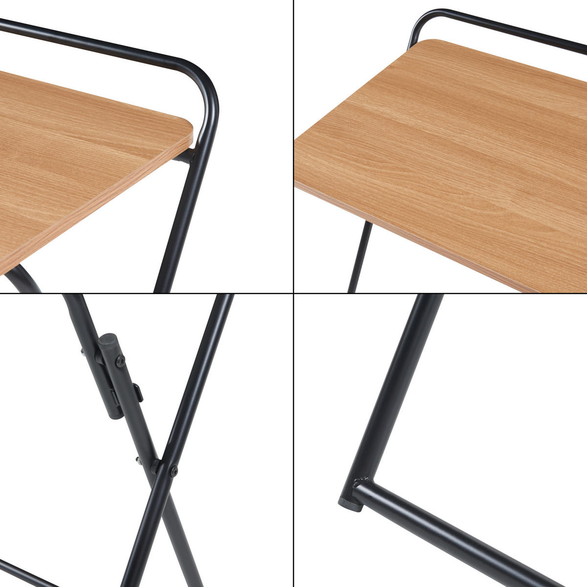 SCHREIBTISCH klappbar Kvitsøy - Eichefarben/Schwarz, Holzwerkstoff/Metall (85/50/80cm) - [en.casa]