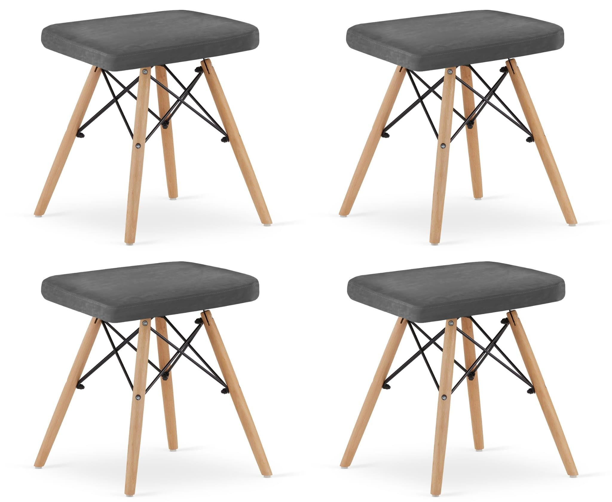 HOCKER 4er Set, Velours in Grau, für Wohnzimmer, Küche oder Büro - Grau, Textil (43/46/33cm) - Best For Home