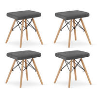 HOCKER 4er Set, Velours in Grau, für Wohnzimmer, Küche oder Büro - Grau, Textil (43/46/33cm) - Best For Home