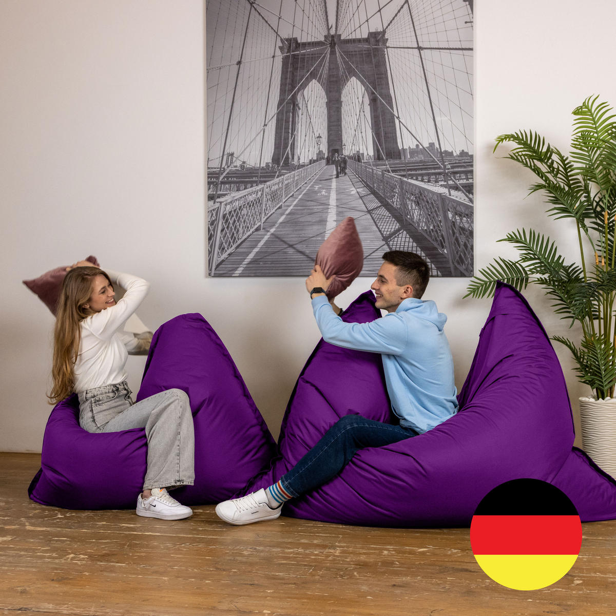 SITZSACK XXL Caree violett, 140x180cm groß für Outdoor - Violett, Textil (180/140/30cm) - Bruni