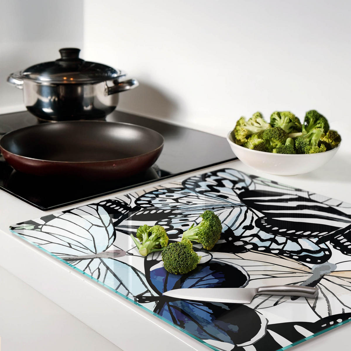 GLASPLATTE 60x52 cm Schmetterlingsblume - Braun, Glas (60/0.4/52cm) - TULUP