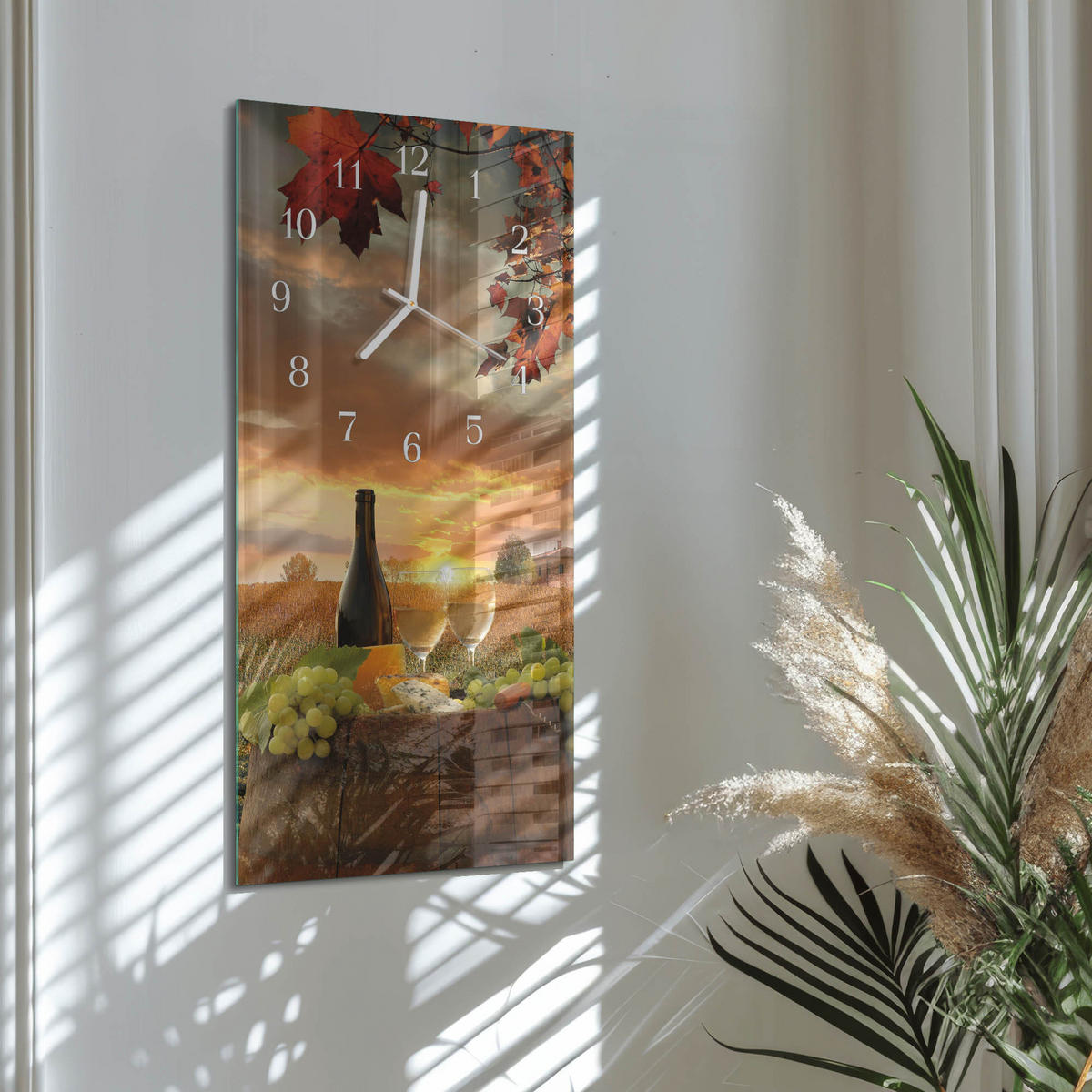 WANDUHR 30x60 cm - Abstrakte Linien - Multicolor, Glas (30/60/0.4cm) - TULUP