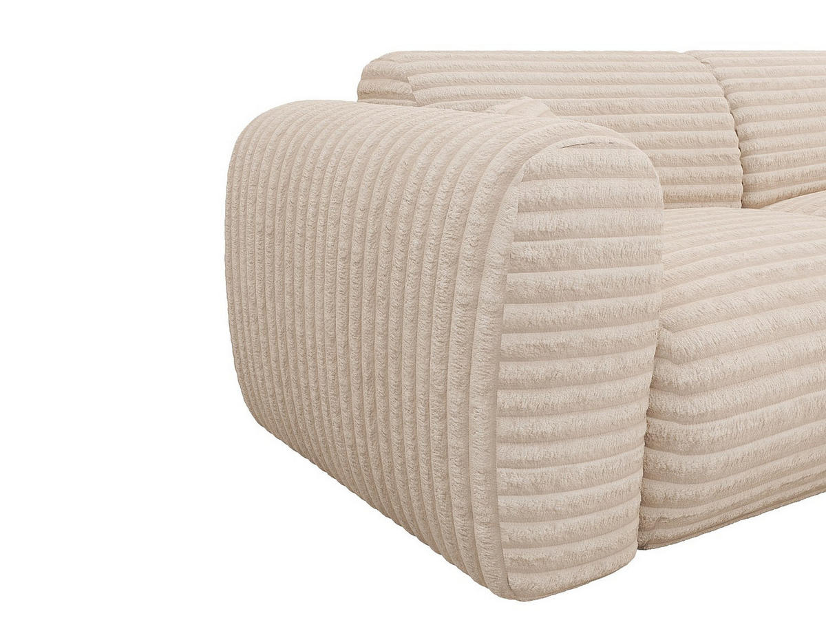 GROSSES Ecksofa - Ecke rechts - grob gerippter Cord - Beige - POGNI - Beige, Textil (280/165cm) - Vente-Unique