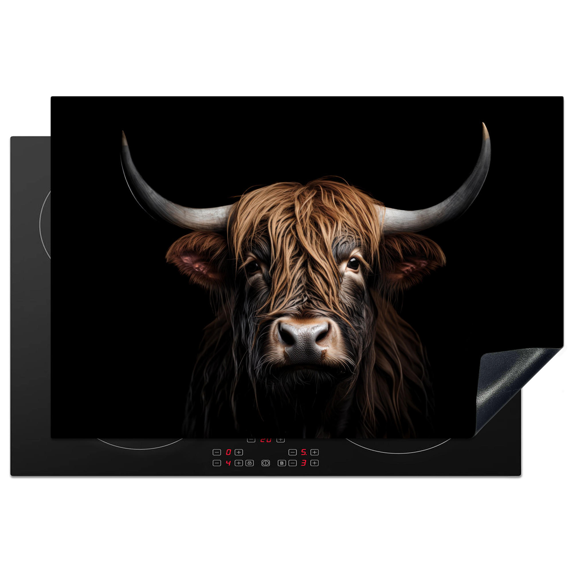 HERDABDECKPLATTE Schottischer Highlander - Porträt - Schwarz - Tier 77x51 cm - Braun, Kunststoff (77/0.2/51cm) - MuchoWow