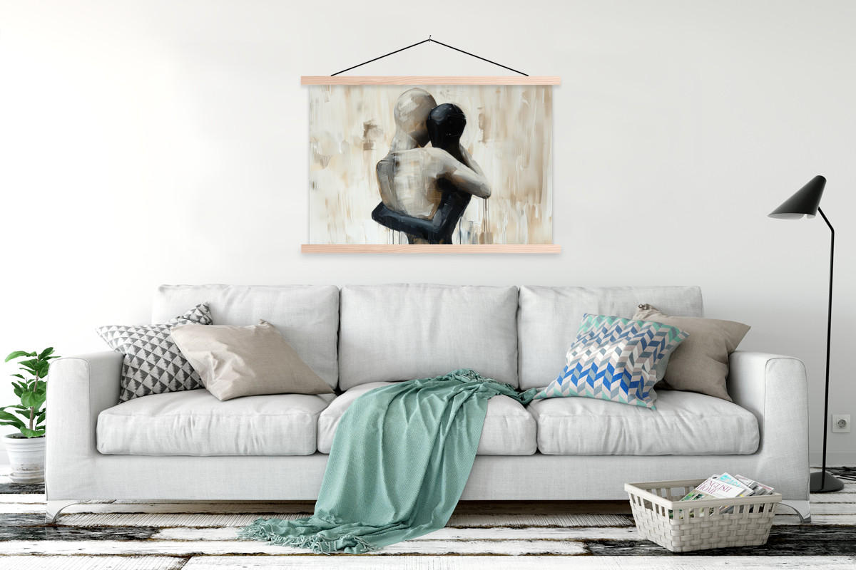 POSTER Abstrakt - Liebe - Schwarz und weiß - Modern 120x80 cm - Schwarz, Textil (120/80/0.15cm) - MuchoWow