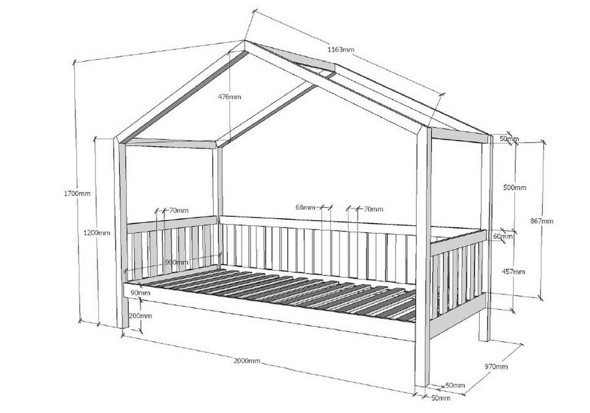 HAUSBETT Kapua 210x170x97 aus Massivholz in Natur - Kieferfarben, Holz (90/200cm) - 58aufmkessel