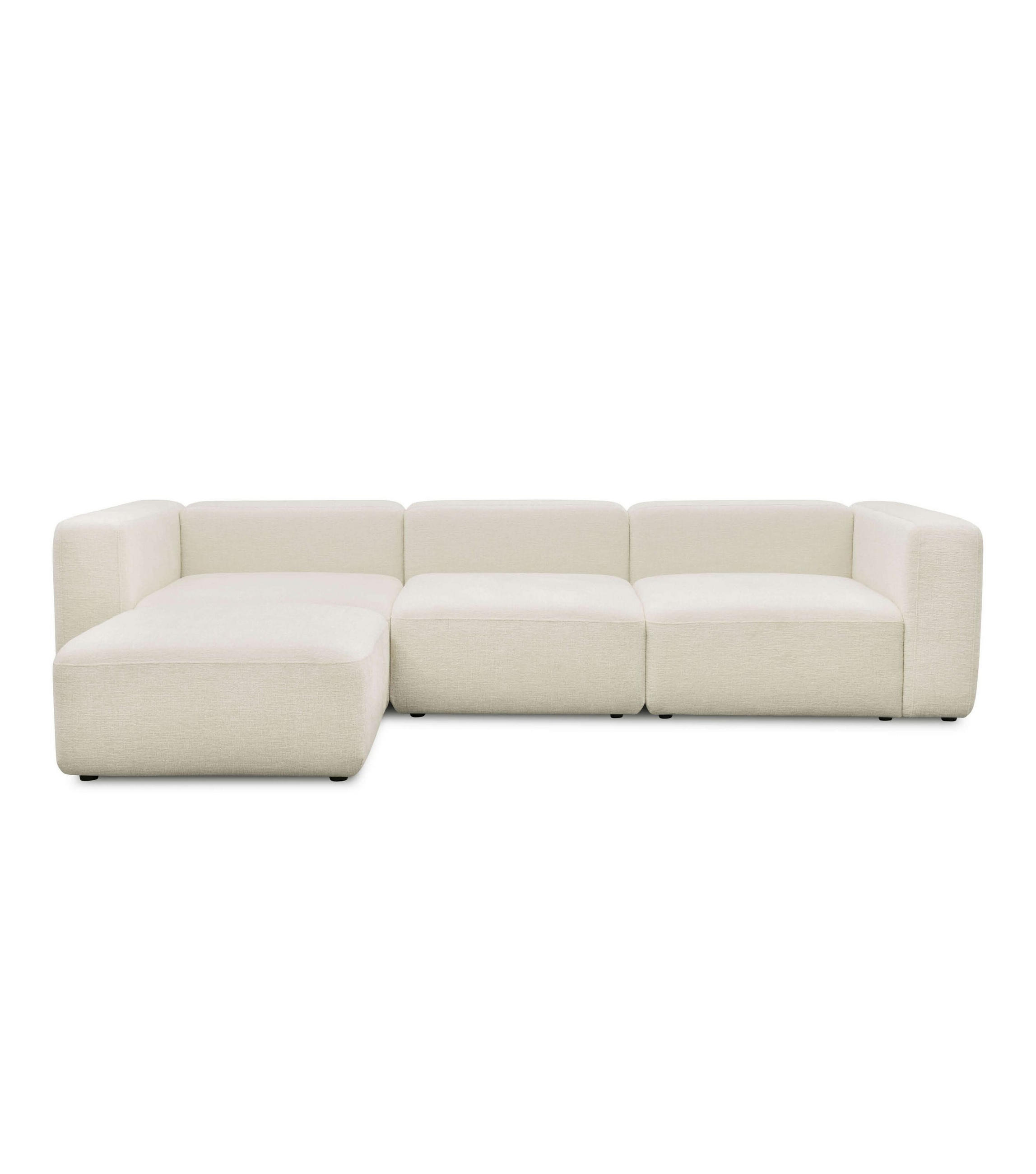 SOFA modular Cubo 4-Sitzer inkl. Hocker - Beige, Textil (314/201cm) - Mokebo