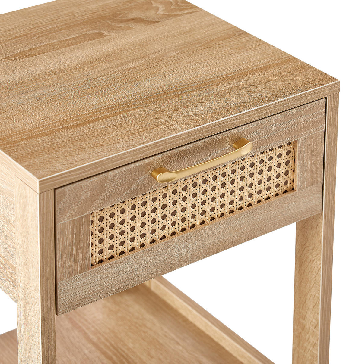 NACHTTISCH aus MDF 40x40x55 cm Natur mit Schublade und Rattan-Front - Naturfarben, Holzwerkstoff (40/55/40cm) - Modfu