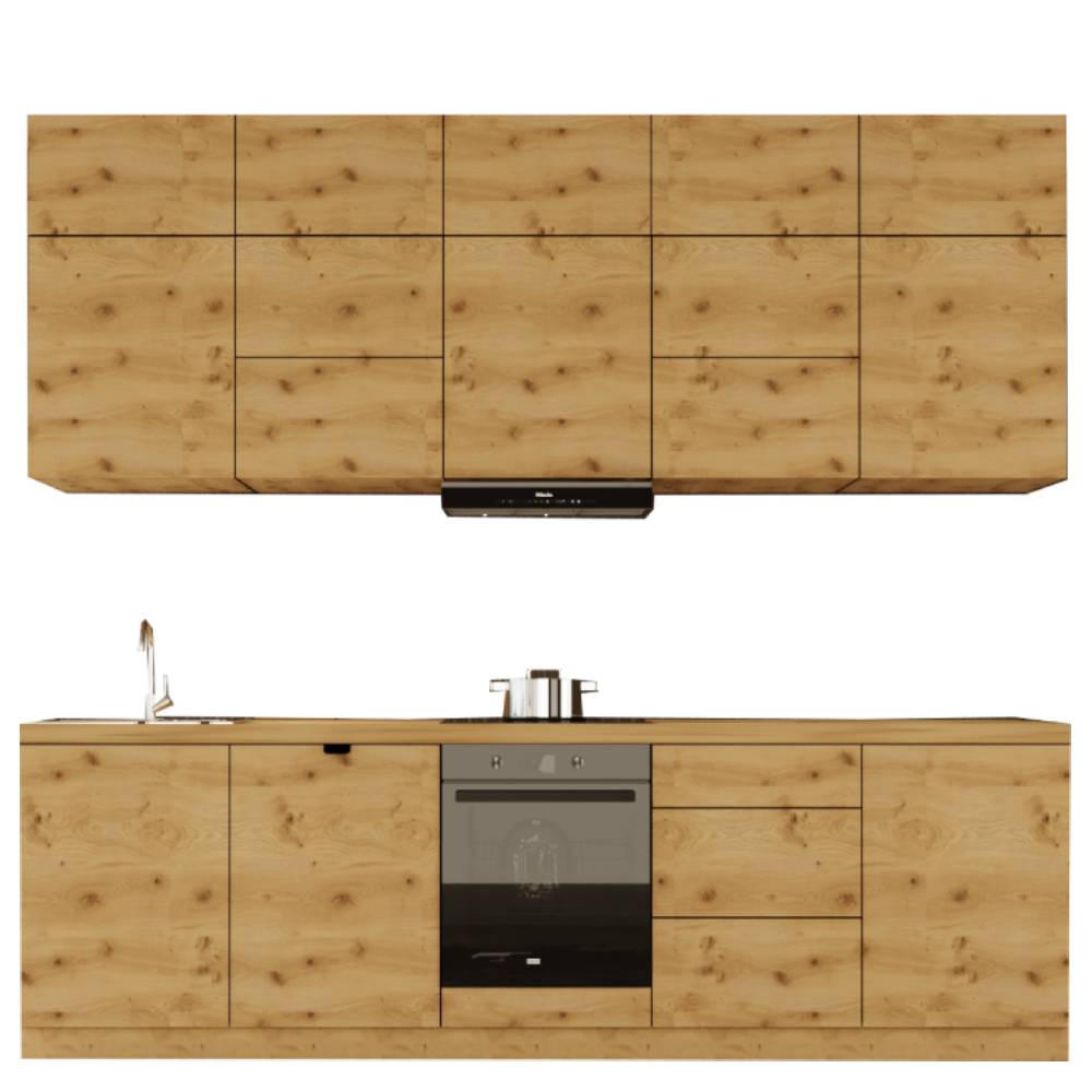 KÜCHENZEILE 300 cm - Langen KL13-M300 - in Artisan Eiche - Eiche Artisan, Holz (300/212/52cm)