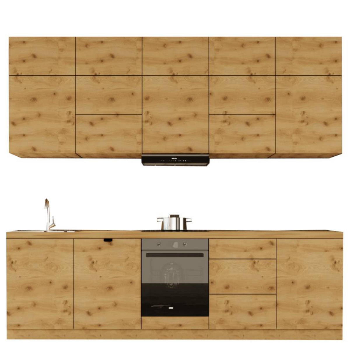 KÜCHENZEILE 300 cm - Langen KL13-M300 - in Artisan Eiche - Eiche Artisan, Holz (300/212/52cm)