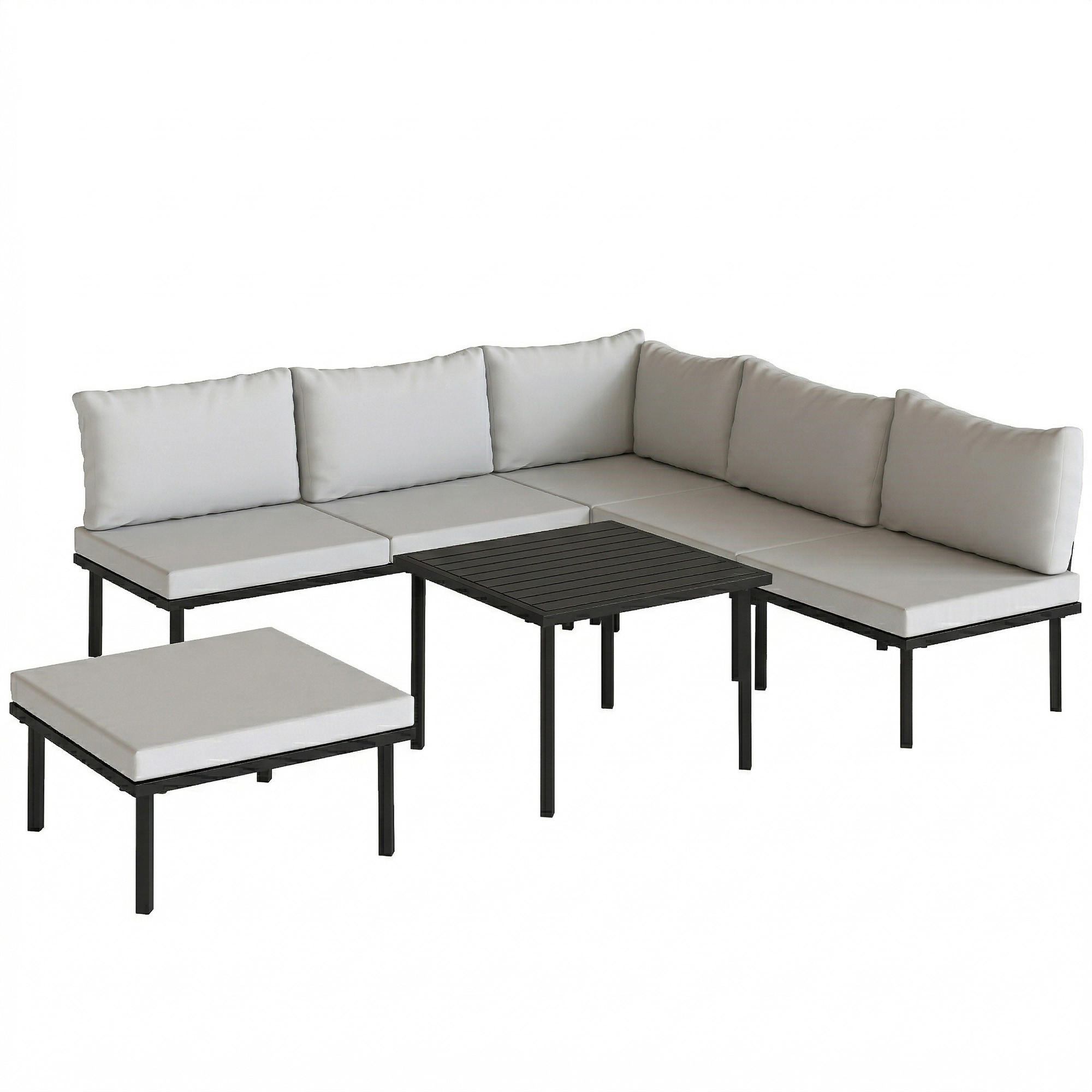 Outsunny ZAHRADNÍ lounge set, 6dílný set, kov, polyester, světle šedá