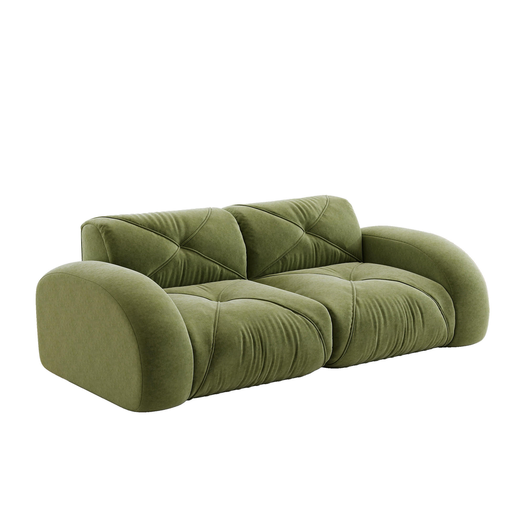 SOFA 204×95×76 cm Chenille rahmenlos modular 2-Sitzer, grün - Grün, Textil (95/76/204cm) - Luhomfu