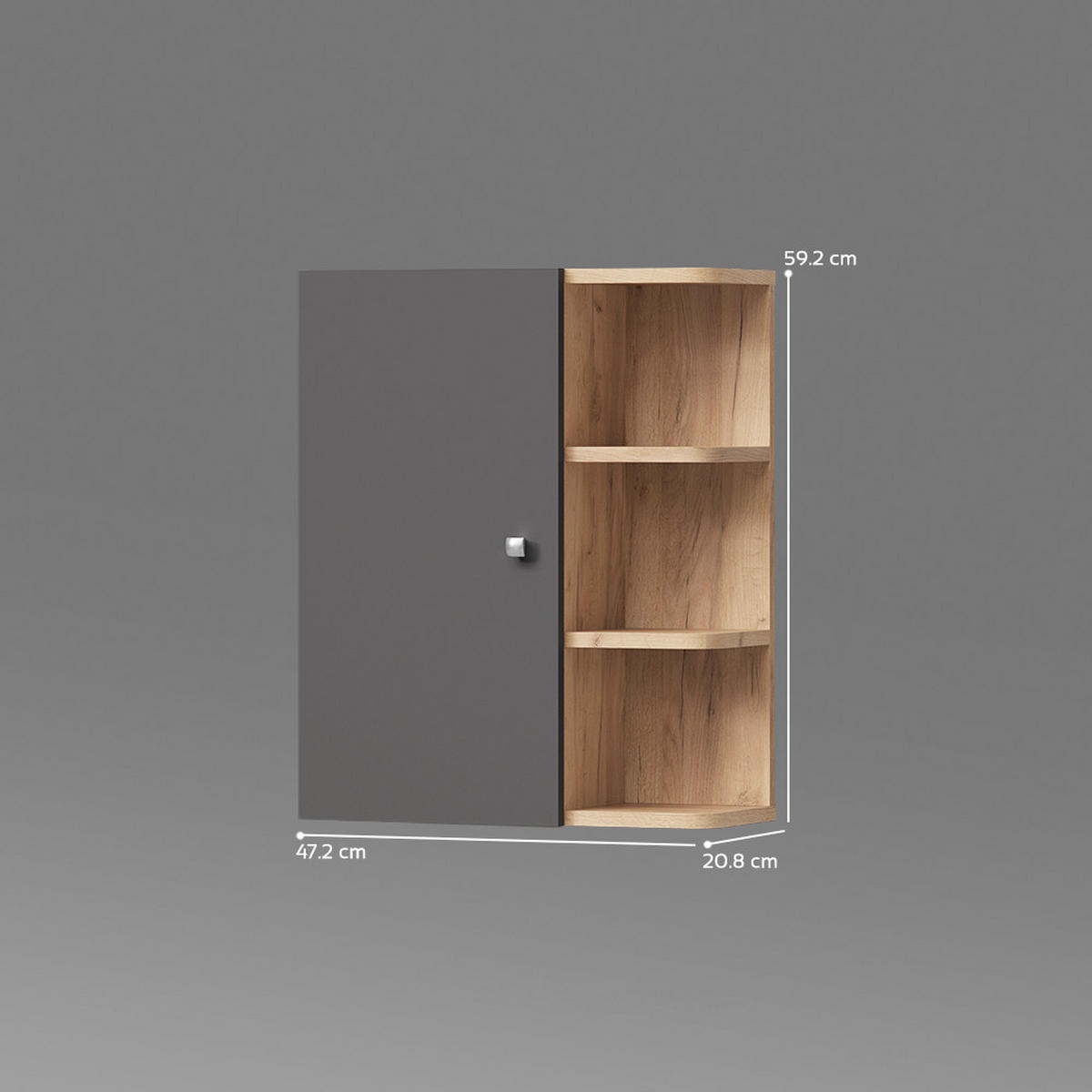 BADSCHRANK Fucino Anthrazit 47.2 x 59.2 cm - Anthrazit/Braun, Holzwerkstoff (47.2/59.2/20.8cm) - Livinity®
