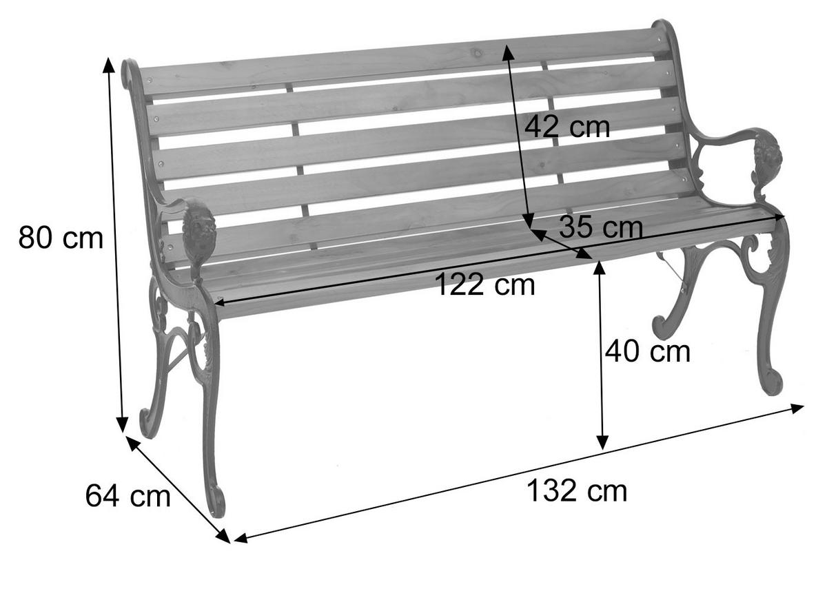 GARTENBANK Schwarz, Teak Dekor - Schwarz/Teakfarben, Holz (132/80/35cm) - MCW