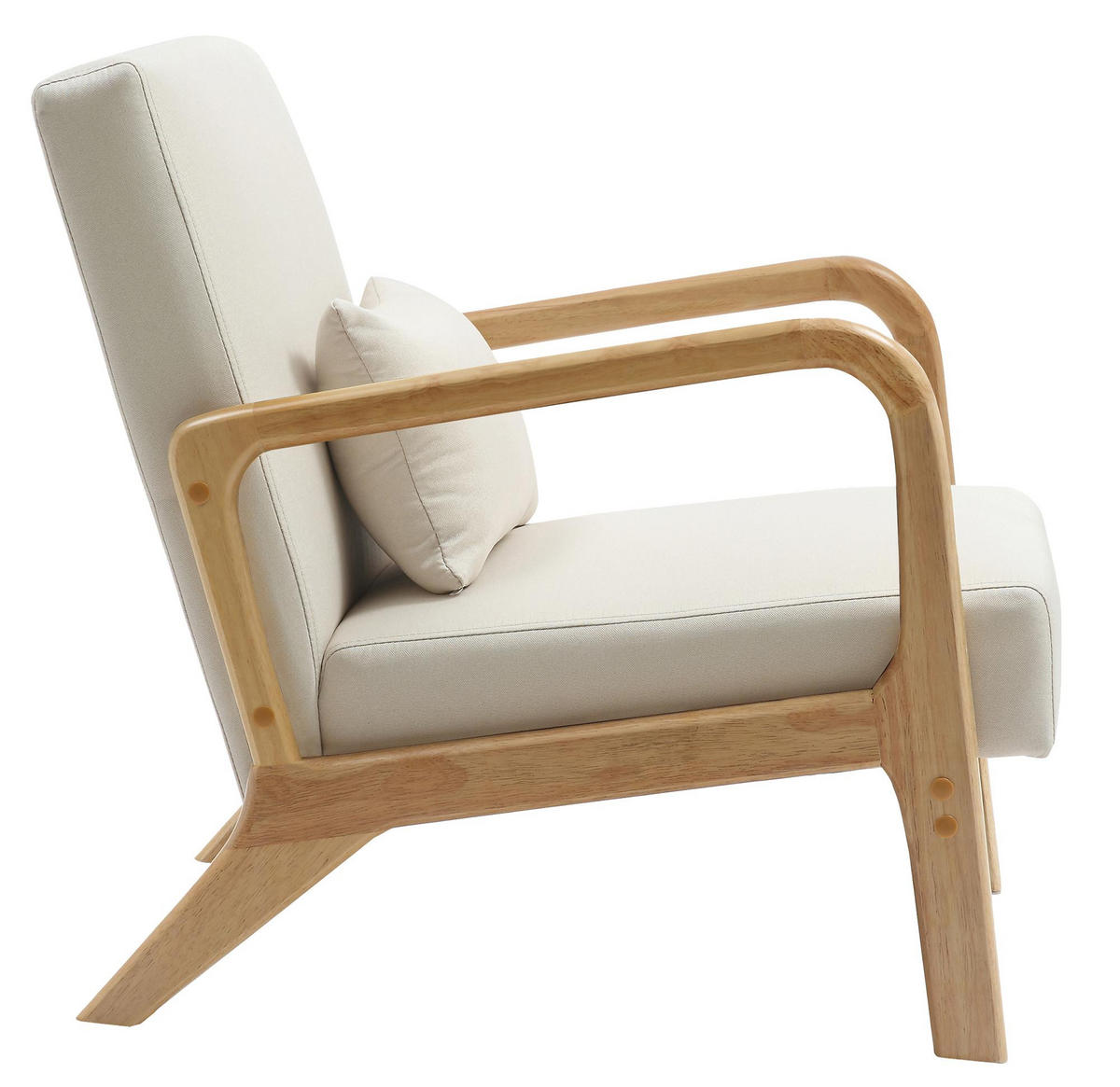 SESSEL Holz creme - Eukalyptusholzfarben/Creme, Holz/Textil (64/74/80cm) - CLP