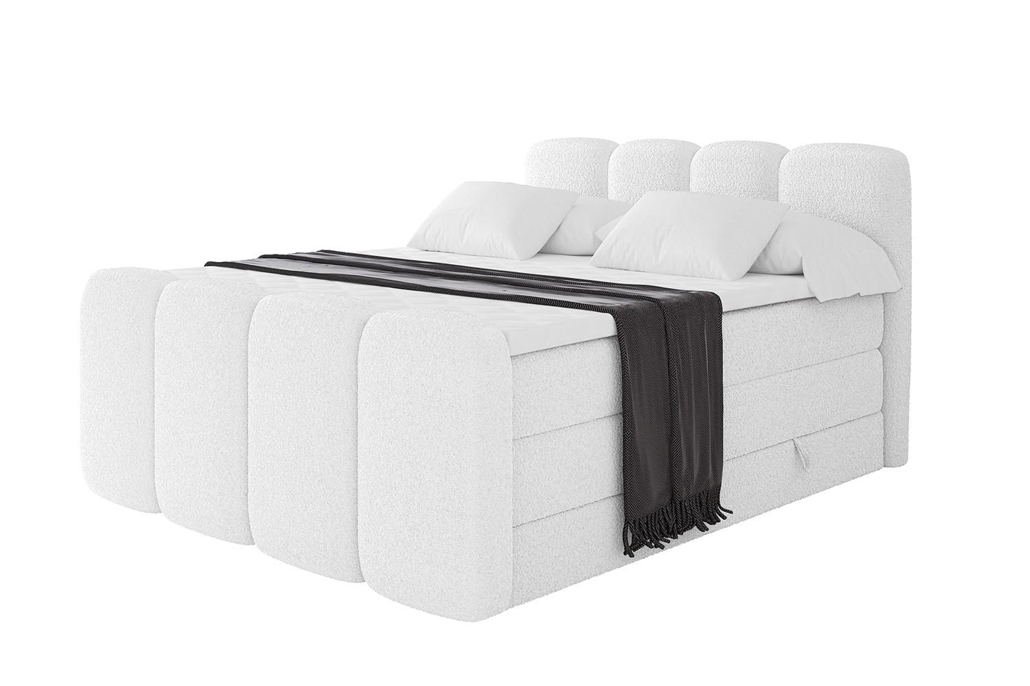 BOXBETT mit Matratze H3|H4 und Lattenrost - NINA-Z KING - 160x200 cm - Weiß - Weiß, Holzwerkstoff (160/200cm)