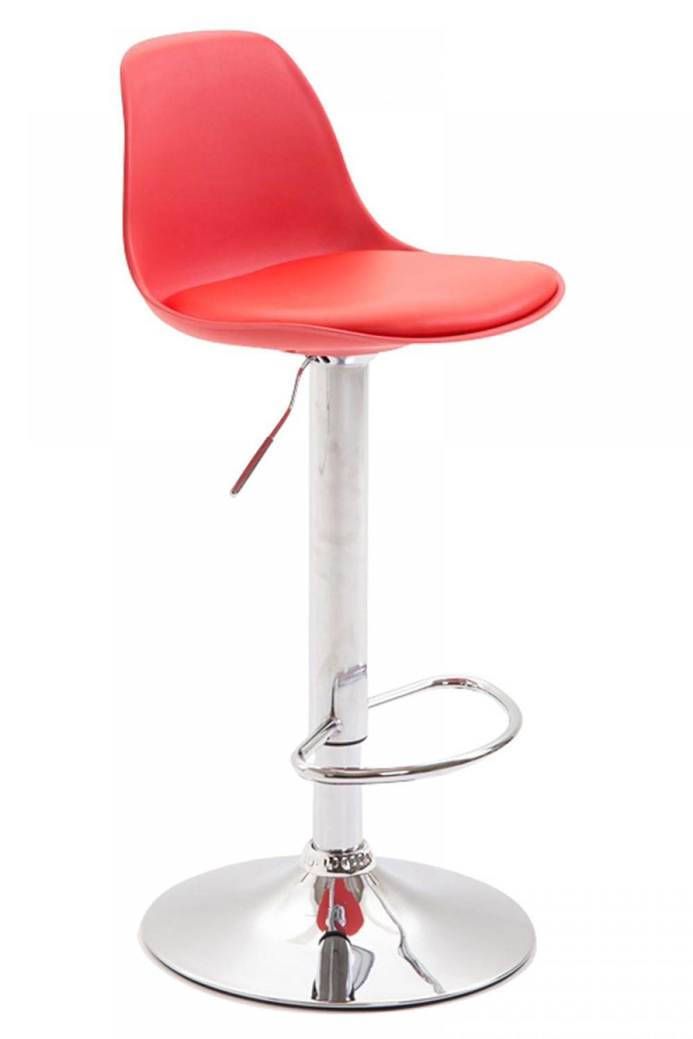 BARHOCKER Kunststoff rot - Chromfarben/Rot, Kunststoff/Metall (39/82/43cm) - CLP