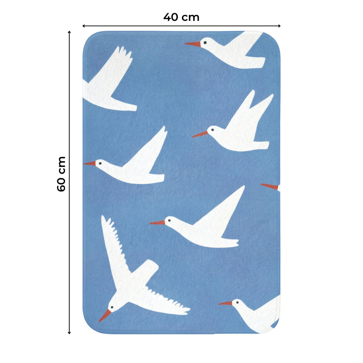 WC PŘEDLOŽKA Ptáci - bílá - vzor 40x60 cm - modrá, textil/plast (40/1cm) - OnlyWow