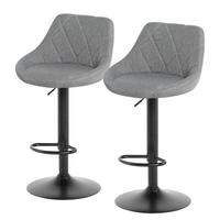 BARSTUHL - 2er-Set - Leinen / Eisen - Grau, Textil/Metall (46/83/49cm) - home24