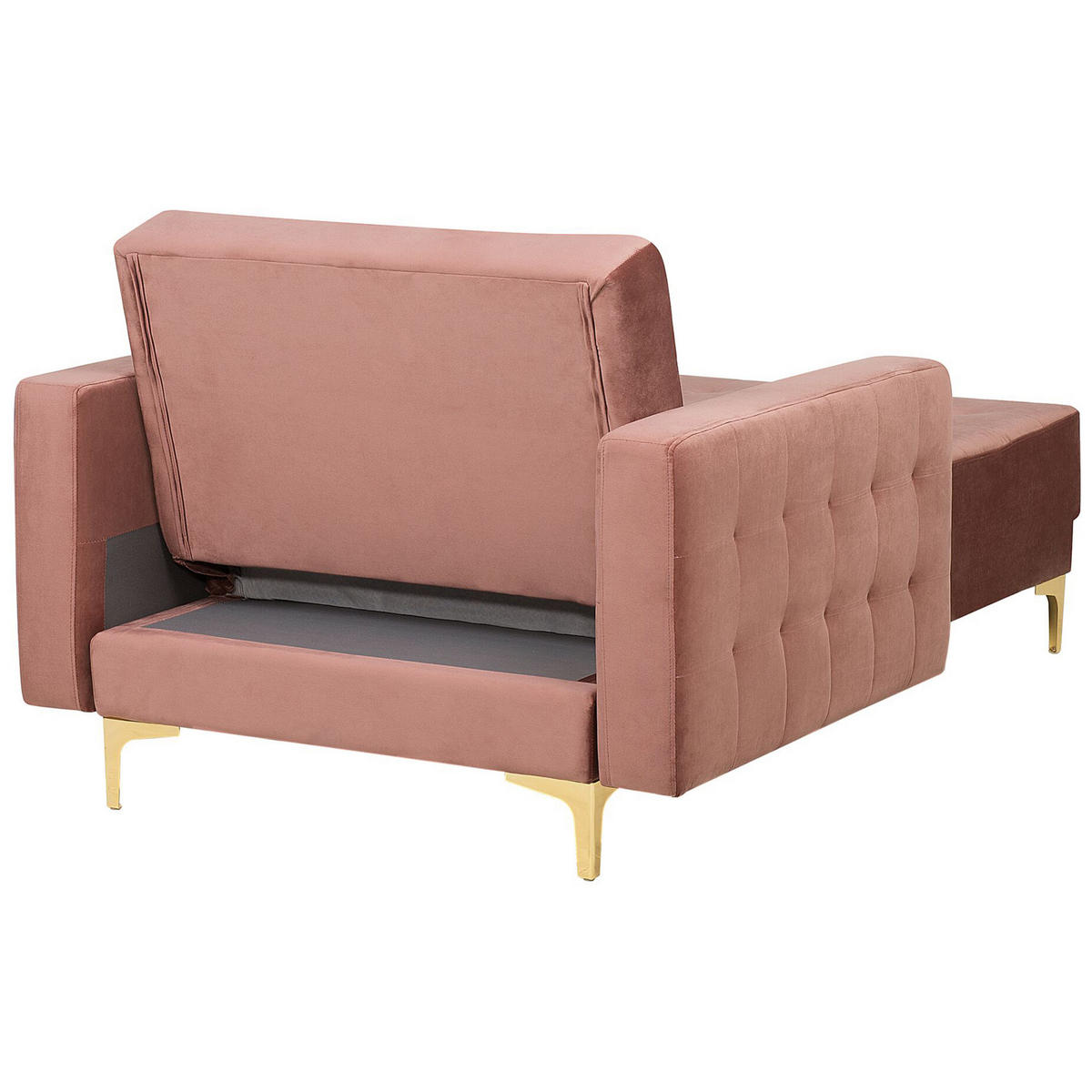 CHAISELONGUE Samtstoff rosa/gold Aberdeen - Pink/Goldfarben, Textil (107/83/168cm) - Beliani