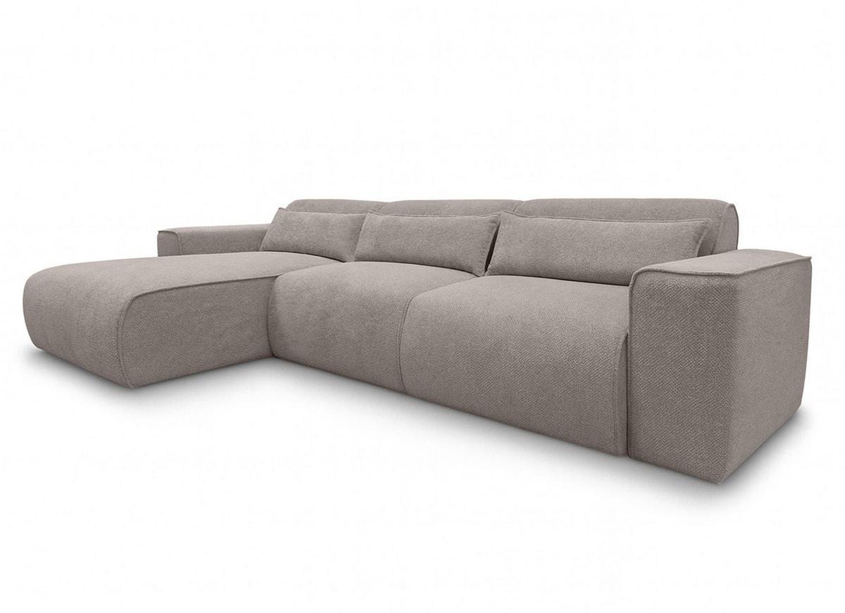 ECKSOFA L Form Ruyam Hellbraun 310/165/78 cm – Schlaffunktion Links - Hellbraun/Schwarz, Kunststoff/Textil (170/310cm) - AX Living