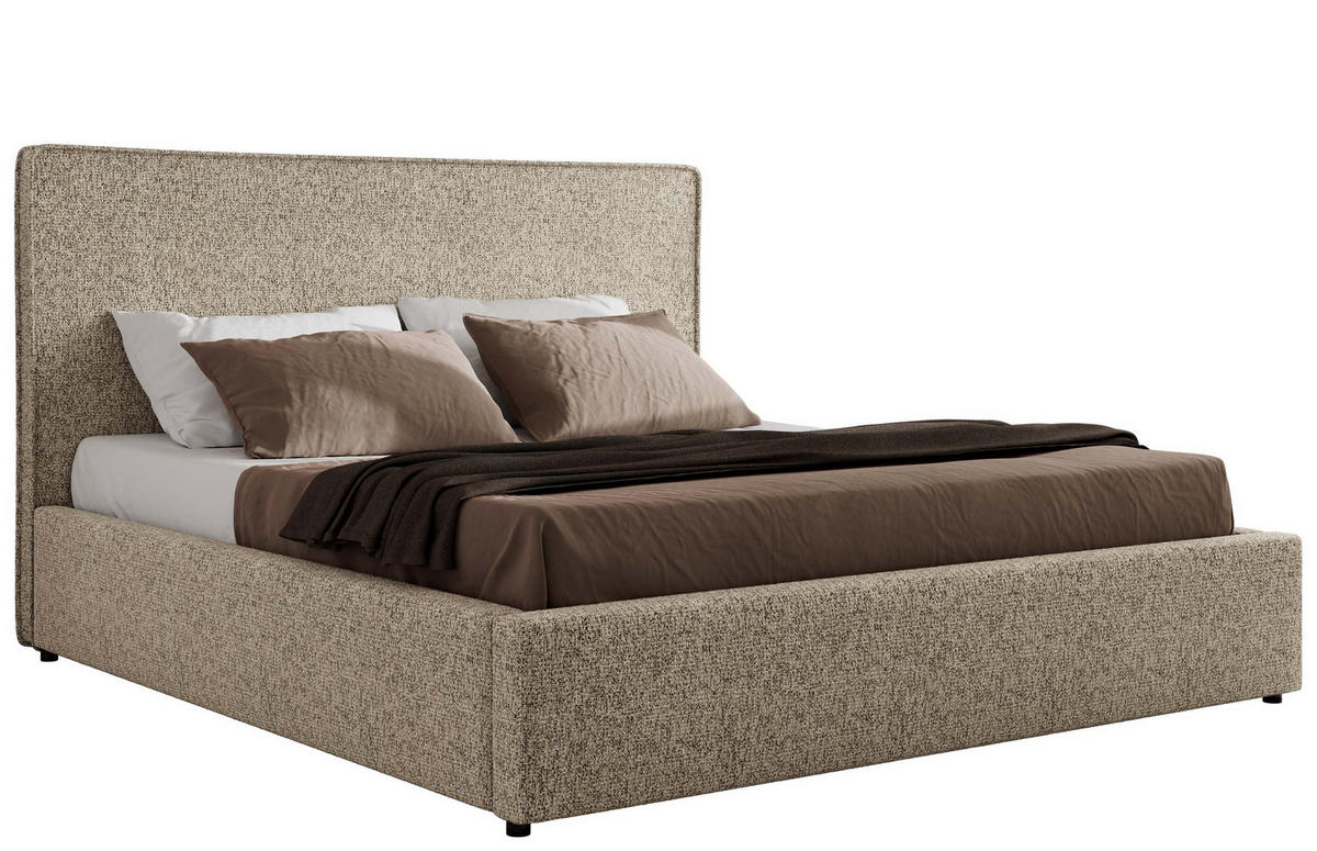 POLSTERBETT CORIVO CLASSIC 140/200 - Dunkelbeige Strukture - Pocket-Matratze - Bronzefarben, Textil (140/200cm) - MKS