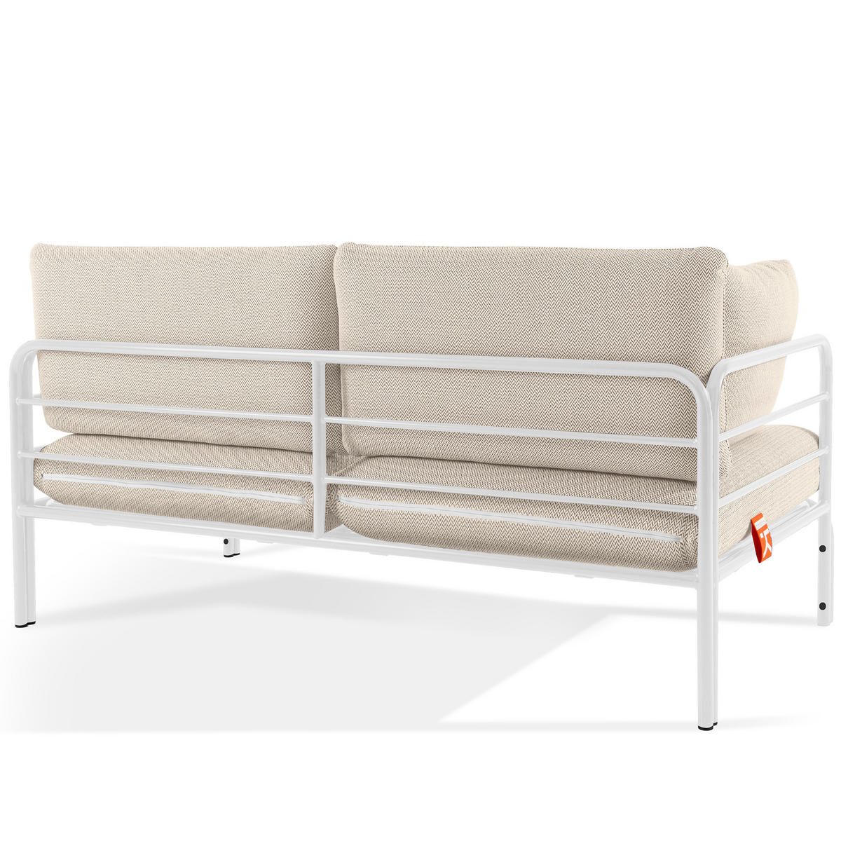 GARTENMÖBELSET RAMBE 4-tlg. 1x Tisch 2x Sessel 1x Sofa 2-Sitzer, mit Kissen, LOFT-STIL, Weiß - Beige/Weiß, Glas/Textil - KONSIMO®