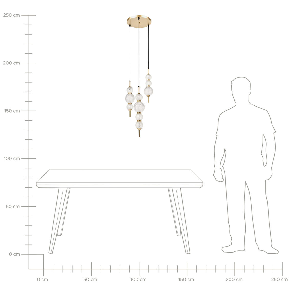 LUSTRĂ SUSPENDATĂ aurie Aras - auriu/transparent, sticlă (30/30/130cm) - Beliani