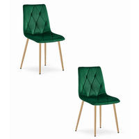 ESSZIMMERSTUHL 2er Set Dunkelgrüner Velours, Gepolsterte Sitzfläche, Holzbeine, Modernes Design - Grün, Textil (46/89/40cm) - Best For Home