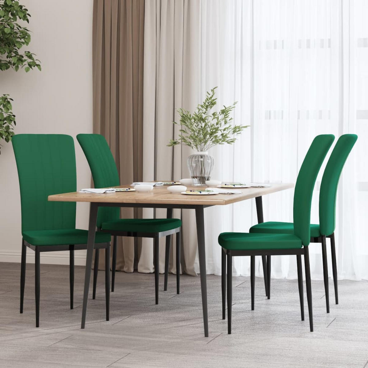 ESSZIMMERSTÜHLE 4 Stk. Dunkelgrün Samt 42*58*95.5cm - Grün, Metall (42/95.5/58cm) - ZMH