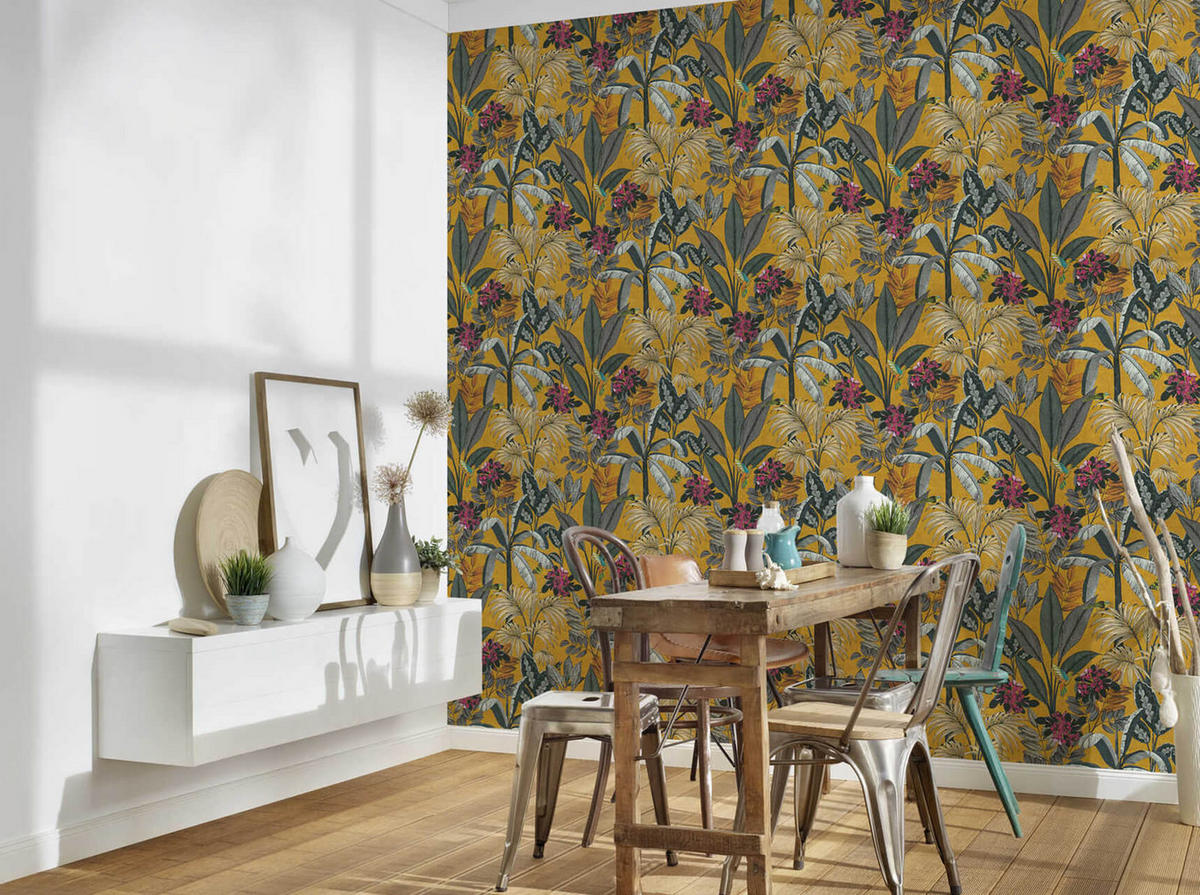 VLIESTAPETE Gelb 53/1005 cm - Gelb, Textil (53/1cm) - KUNSTLOFT