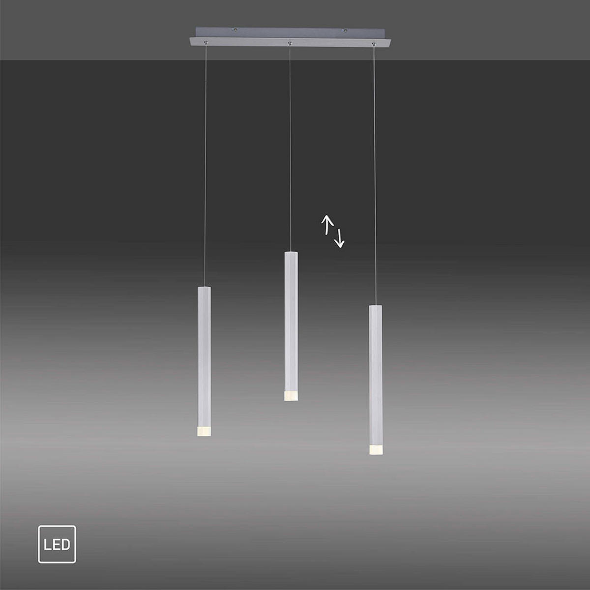 LED HÄNGELEUCHTE Aluminium Silber warmweiß - Silberfarben, Metall (55/8/120cm)